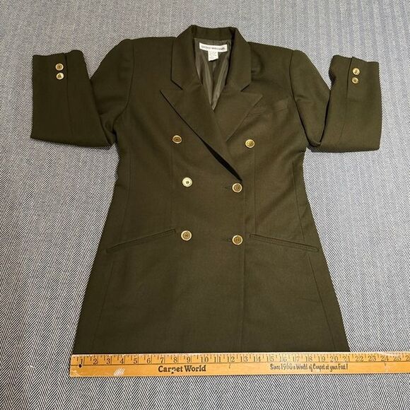 MINT VTG 80s Lloyd Williams 100% Pure Wool Olive Green Double Breasted Blazer 6 - Picture 11 of 12